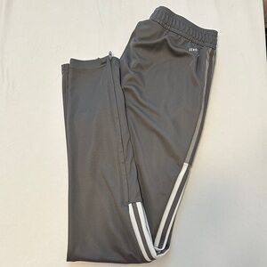 Adidas Gray Track Pants with White Stripes